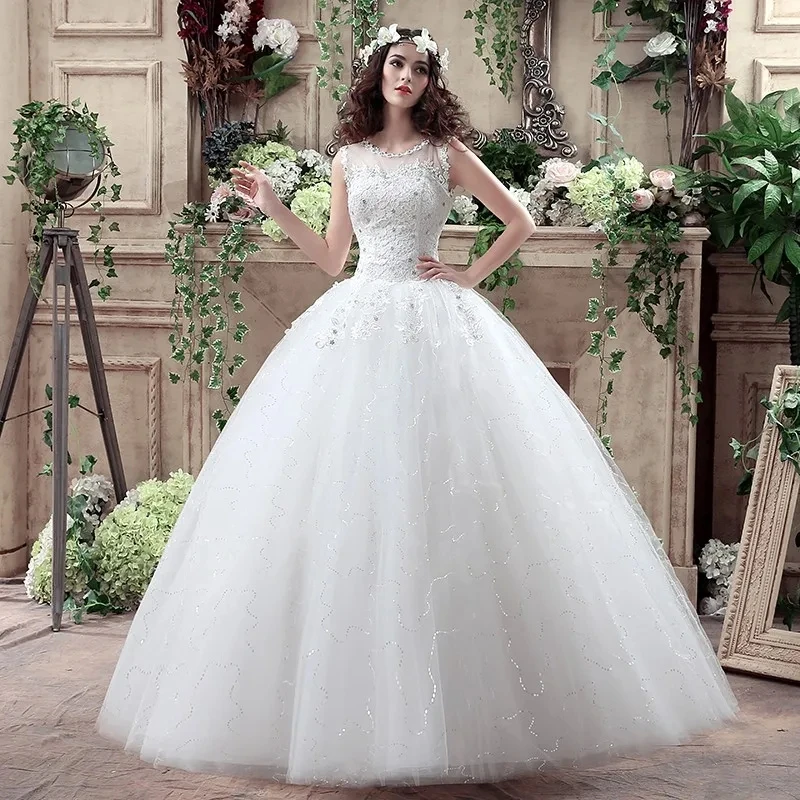 Vestido de novia con foto Real de 5 estilos, moda de princesa, encaje romántico coreano, vestidos de novia de talla grande, novedad de 2023