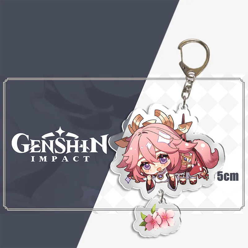 Anime Keychain Venti Hutao Zhongli Diluc Xiao Men Car Keychains Genshin Impact Pendant Game Figure Cute Bag Keyring Jewelry Girl