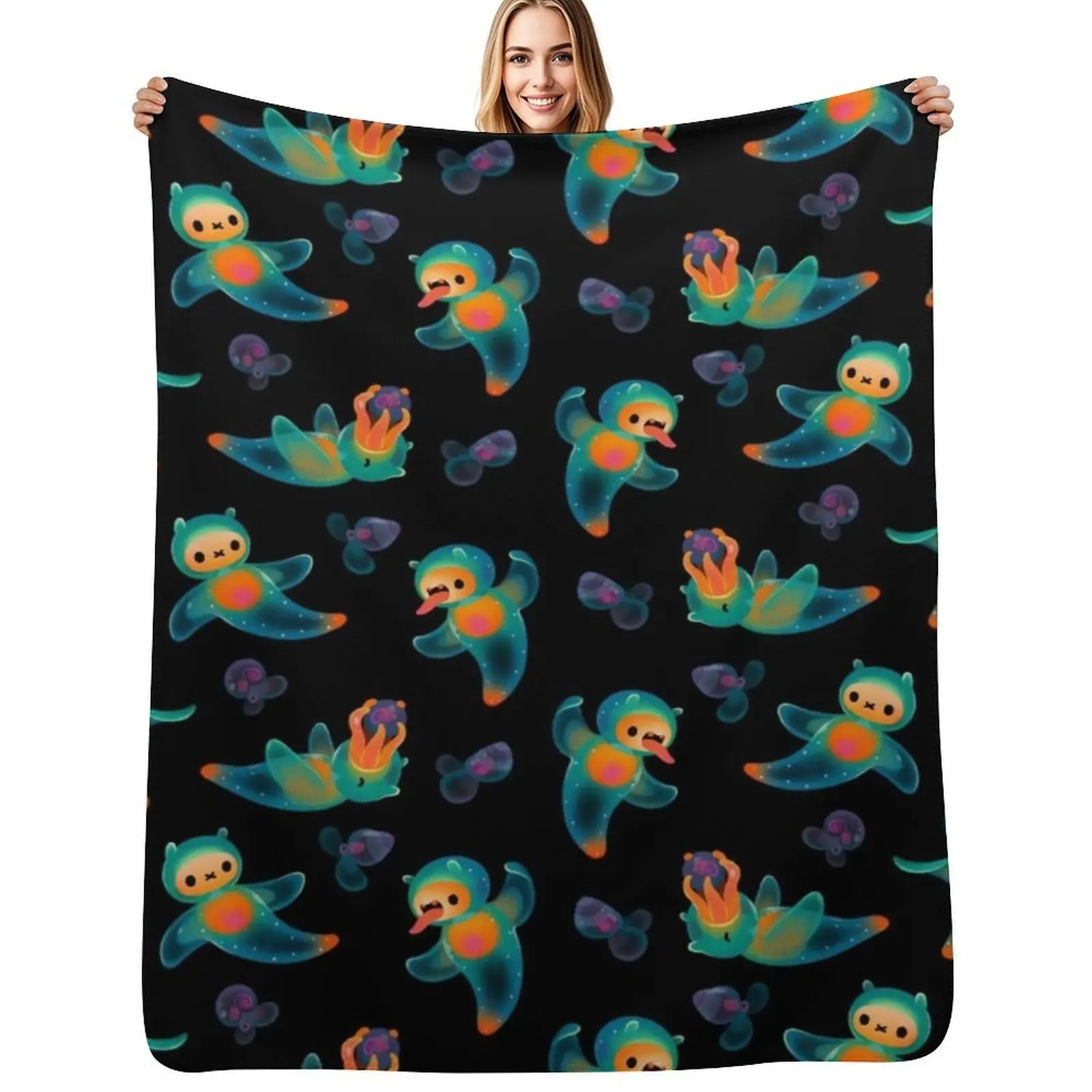 Sea angel and sea butterfly Throw Blanket Men's Soft Warm Throw Blanket for Couch