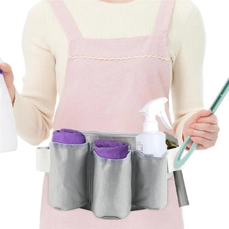 ABKS-Tragbare Reiniger Multifunktionale Reinigungswerkzeug-Hüfttasche mit verstellbarem Gürtel, Aufbewahrungstasche für Gartengeräte