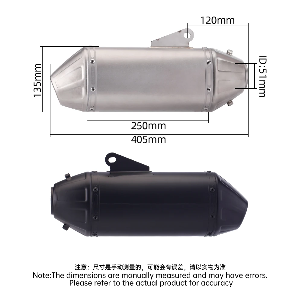 

Universal Motorcycle Exhaust Pipe, muffler for Scooter nmax R3, R1, ZX6R,NC750X, CBR650, force155, crf250r,crf150,crf T148