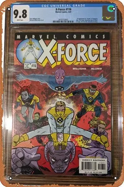 1p,Wall Decor Sign - X-Force 116 Graded CGC 9.8 1st X-Static -  Inch Vintage Look Metal Sign,Bar, Man CAVE Art Decoration, Retro