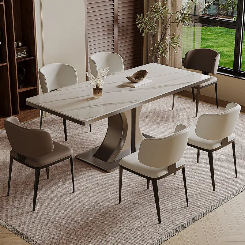 Modern Simple Rectangular Light Luxury Rock Slab Small Apartment Dining Table Luxury Kitchen Table Unique Dining Furniture