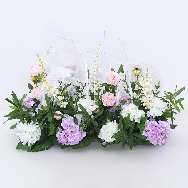 

Customized DIY Wedding Feather Flowers Row T Stage Backdrop Arch Decor, Road Lead Flores, Artificial Window Display, Flower Wall