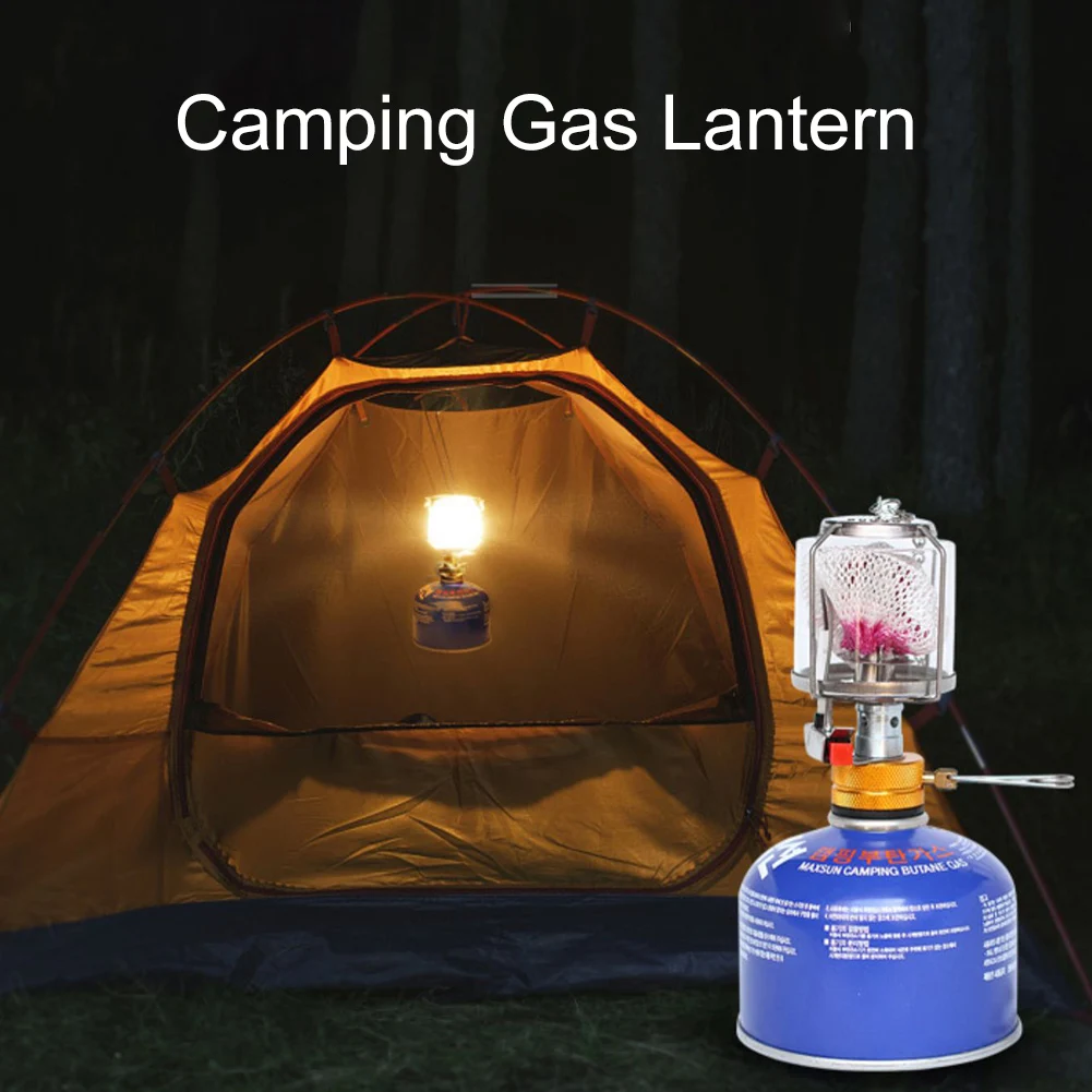 Outdoor Portable Camping Gas Lantern Piezo Ignition Mini Gas Tent Lamp Light Camping Equipment Cooking Accessories