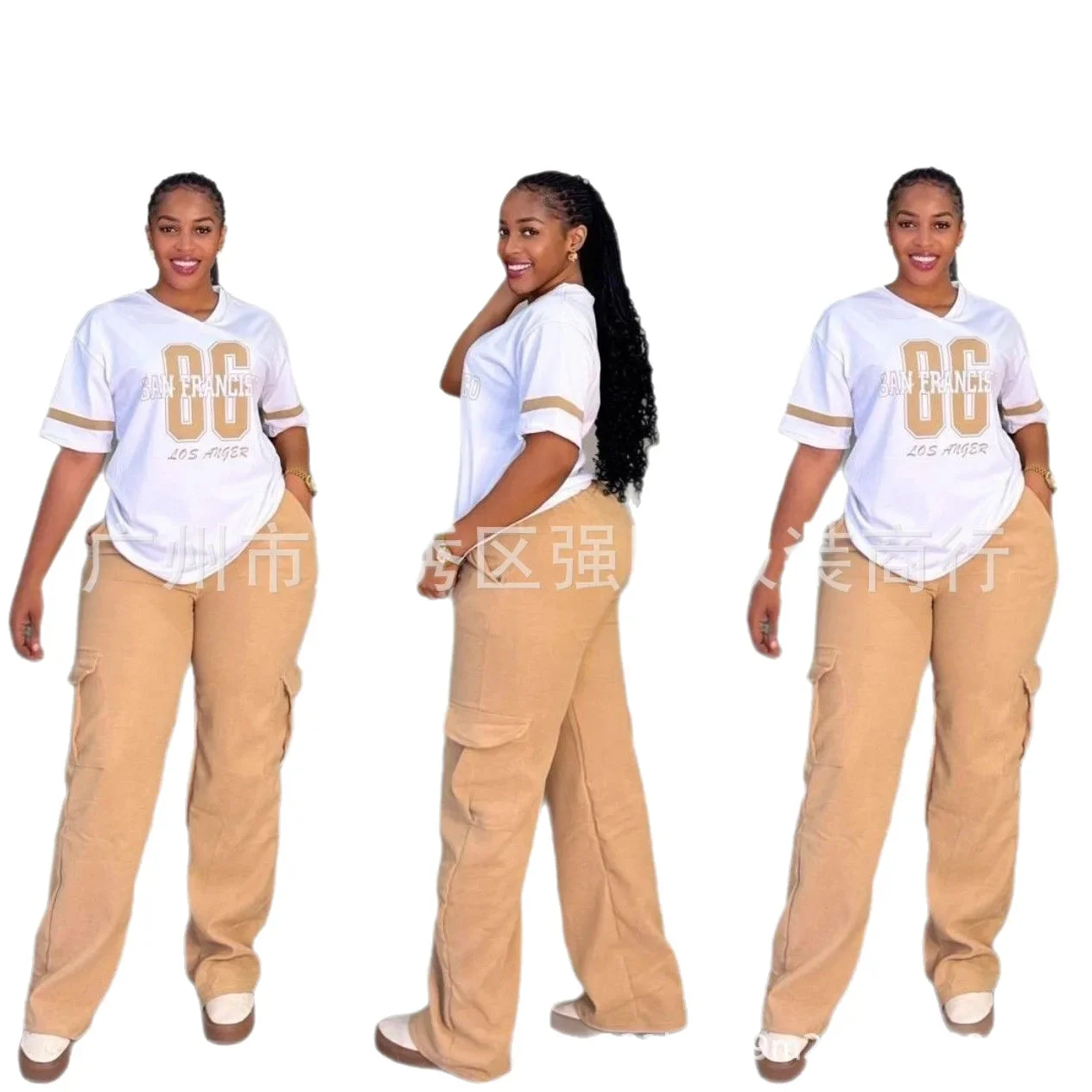 

Customized 2 Pieces Women's Sets 2024 Summer Spring Letter Print Pullover Suit Tops And Pants Suits Two Piece Set Tracksuit Outf