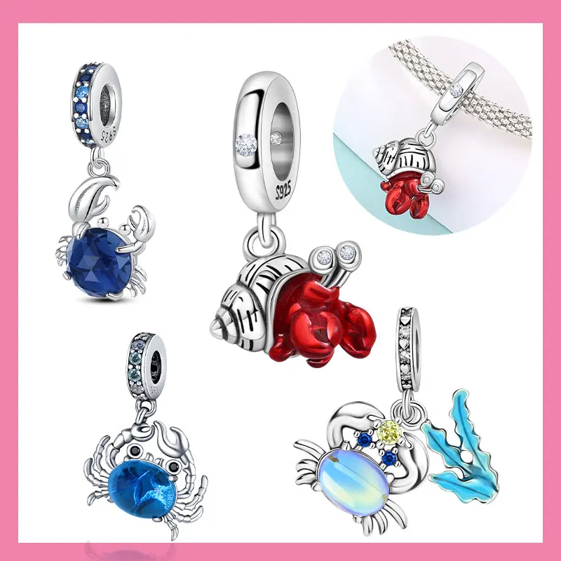 

Hot Sale 925 Sterling Silver Ocean World Series Sea Turtle Starfish Little Crab Octopus Charms Bead Fit 925 Bracelet DIY Jewelry