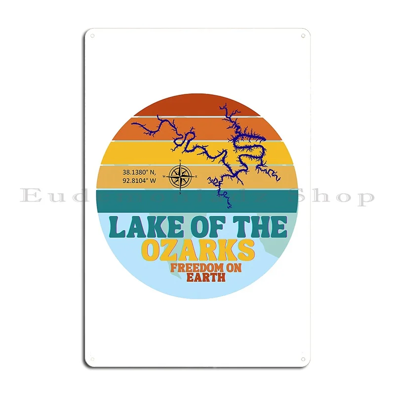 Lake Of The Ozarks Freedom Metal Plaque Poster Vintage Design Design Design Wall Mural Tin Sign Poster