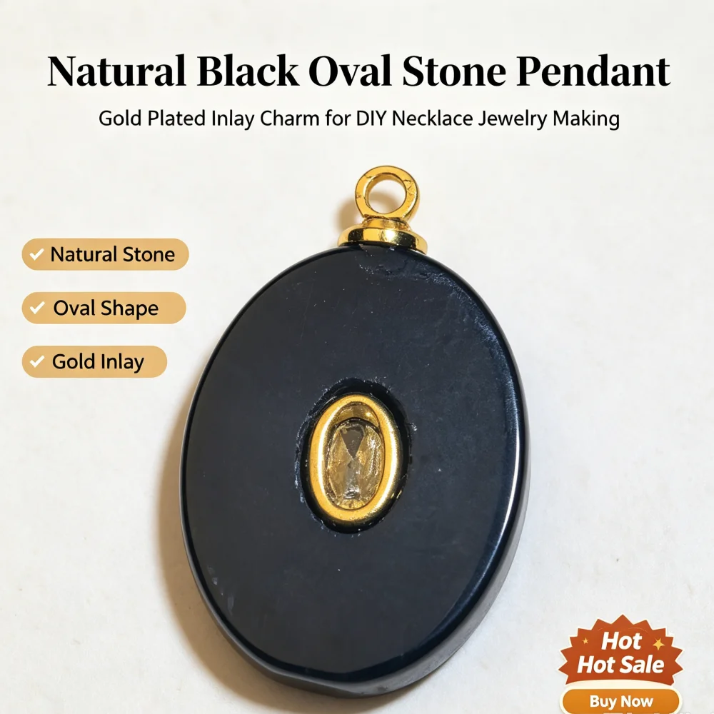 Zircon‑Inlaid Natural Agate Semi‑Precious Stone Oval Pendant, Hot‑selling DIY Jewelry Accessories, In‑Stock Wholesale
