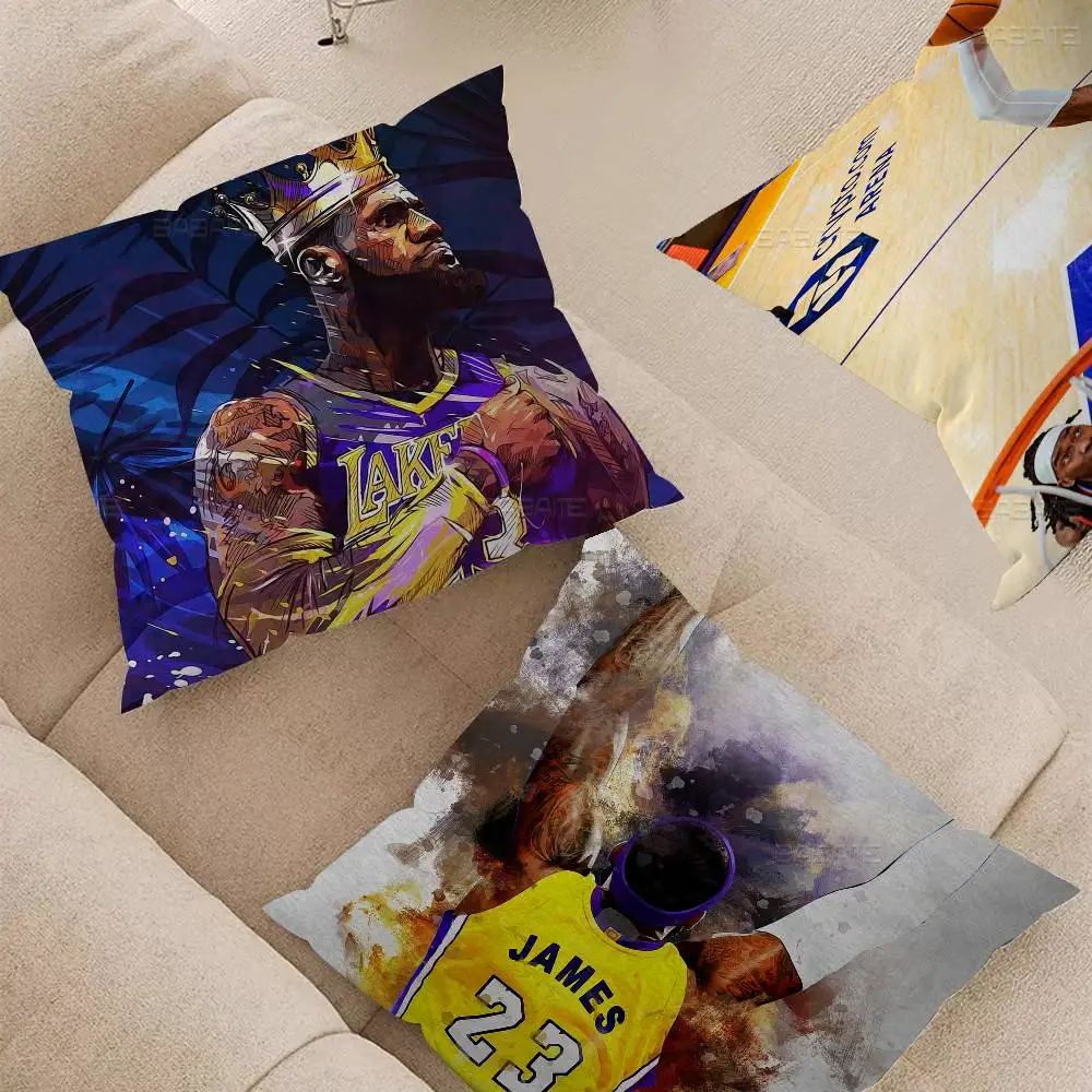 Basketball Player L-LeBron J-James Pillow Cushion Cover Pillowcase Living Room Sofa Home Decor Customized