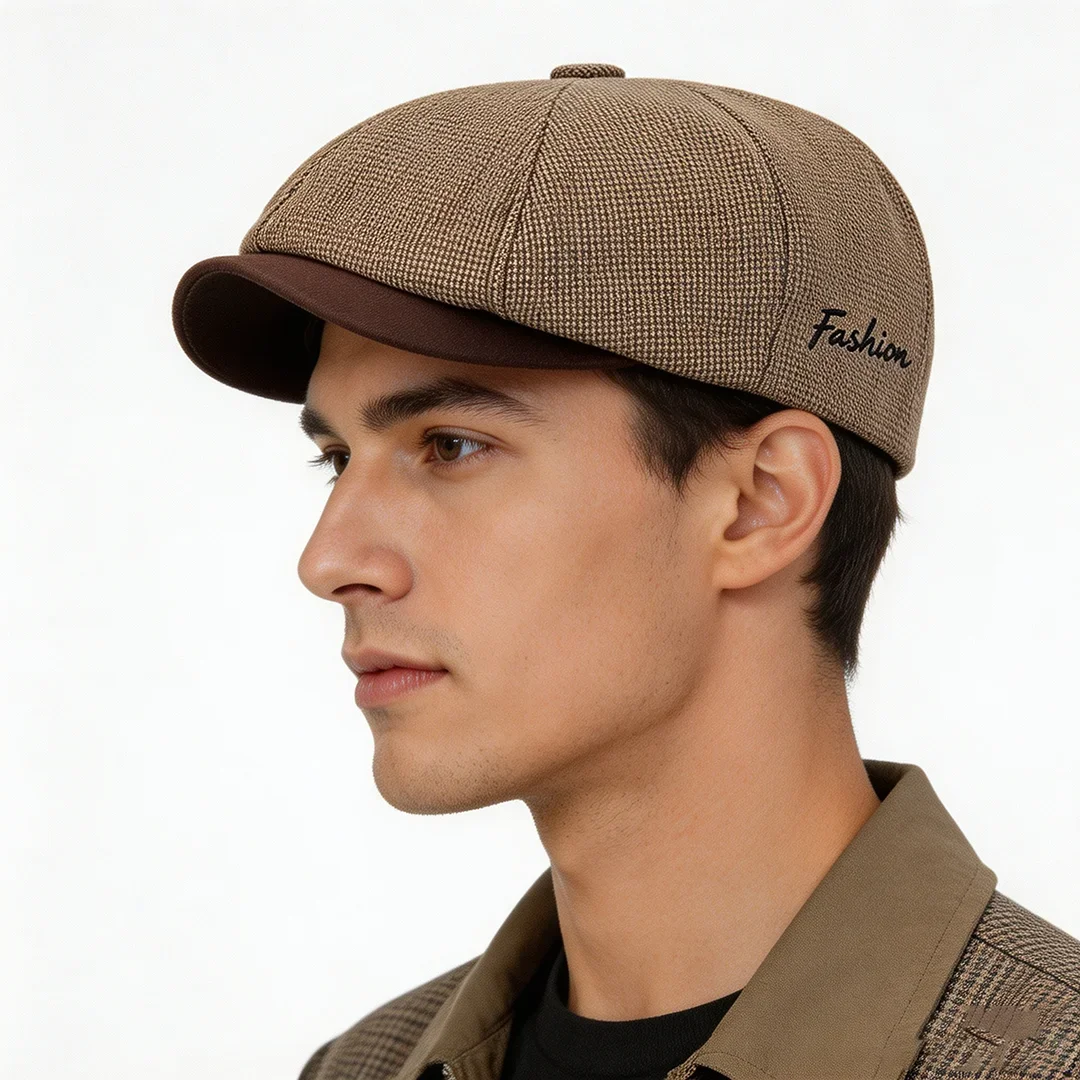 Casual Newsboy Caps Men Cotton Flat Cap Octagonal Hats Male Solid Eight Panel Berets Spring Summer Thin Herringbone Painters Hat