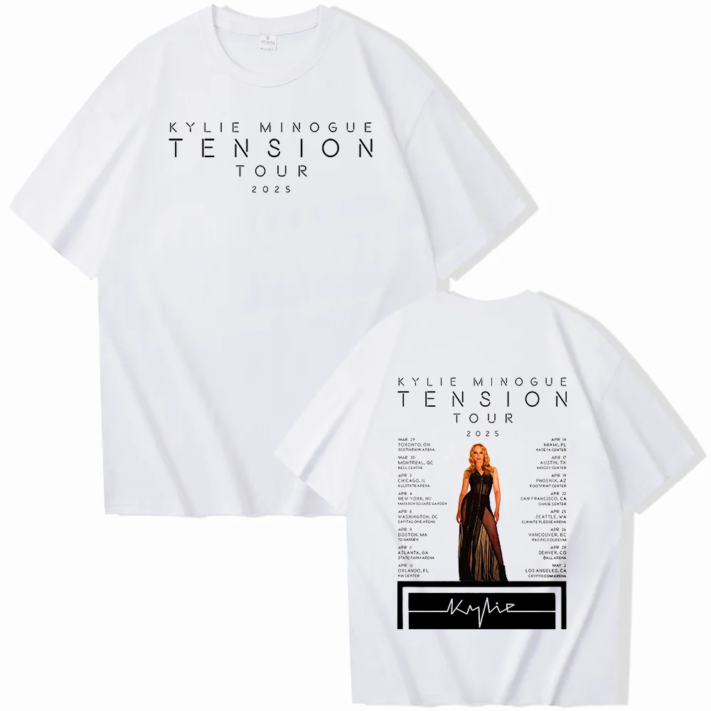 Kylie Minogue Tension Tour 2025 Short Sleeve T-shirt Harajuku O-neck Summer Casual Shirt Fans Gift Tops