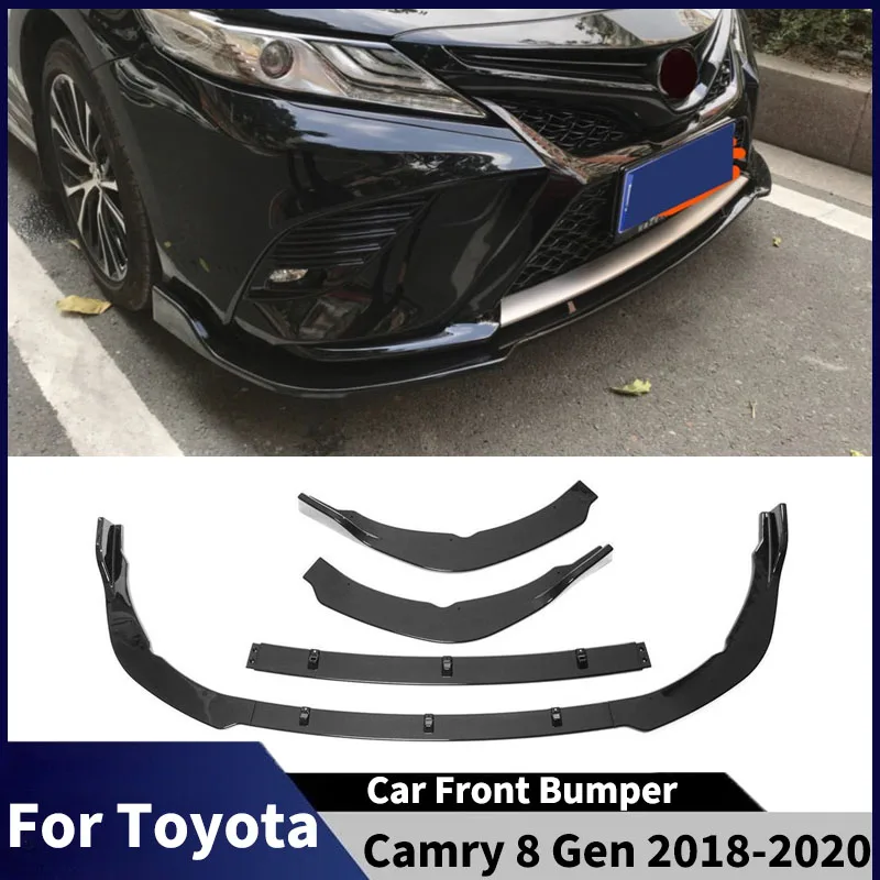 

3 Pcs for Toyota Camry The 8 Gen 2018-2020 Car Front Bumper splitter Front Blade Parts Diffuser Body kits Tuning Accessories