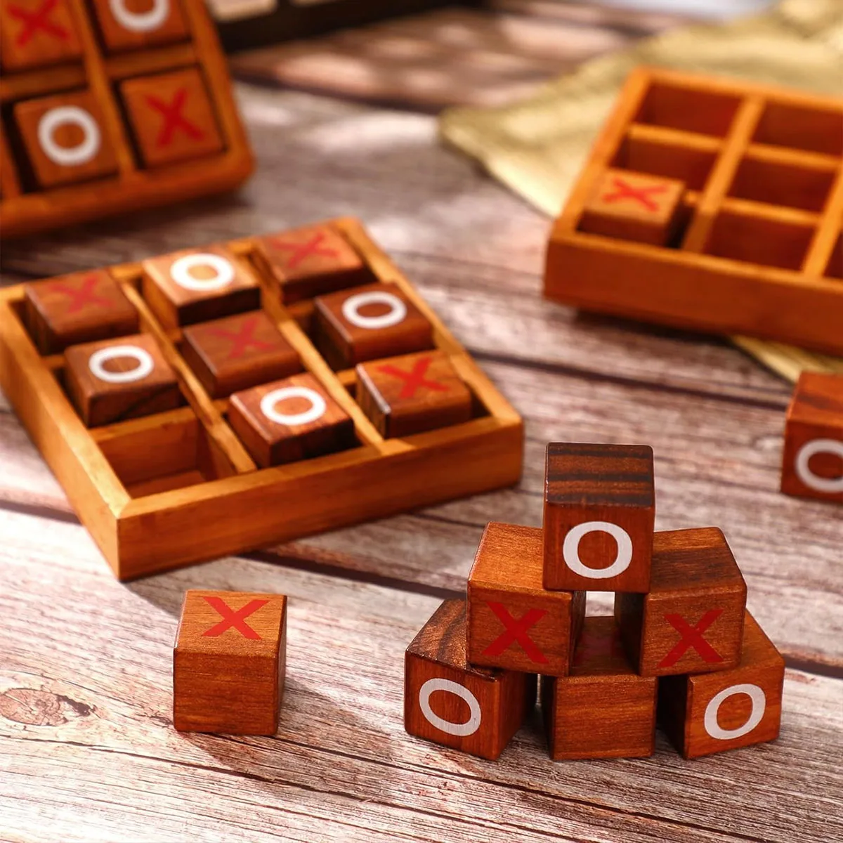 New Wooden Blocks (L) Tic Tac Toe Board Game Perfect For Home And Adult Gaming Nights Coffee Table Decorations And Unique Gifts