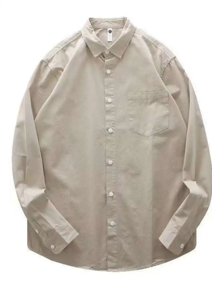 

New Arrival Autumn Long Sve Cotton Linen Loose Fit Collar Youth Casual Retro Simple Sle Men's irt Hong Kong Sle Pure...