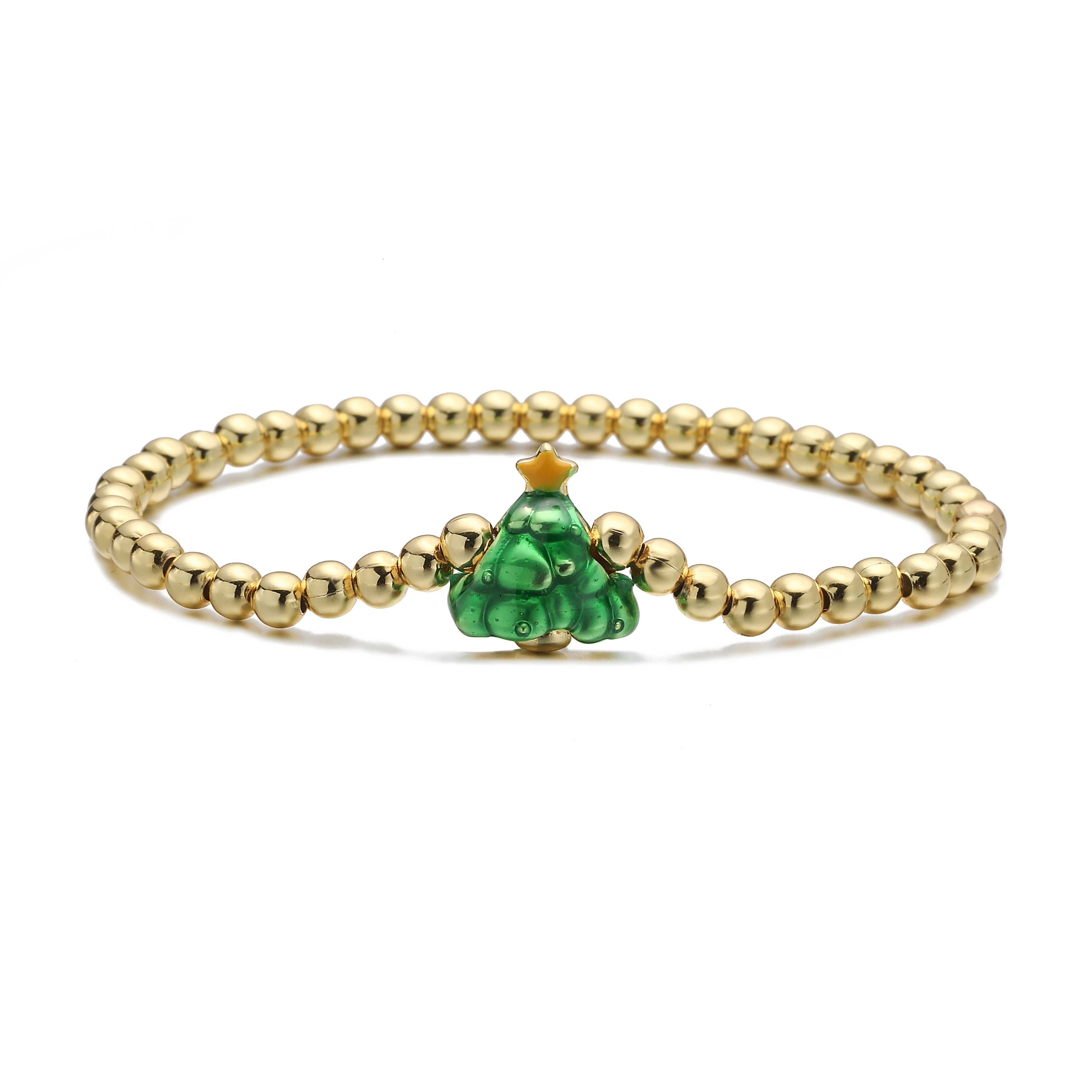 HECHENG ، شتاء جديد وصول عيد الميلاد الدب الأخضر المينا بالتنقيط الصقيل شجرة عيد الميلاد الحلو ورائعتين مطرز تمتد سوار 1 قطعة