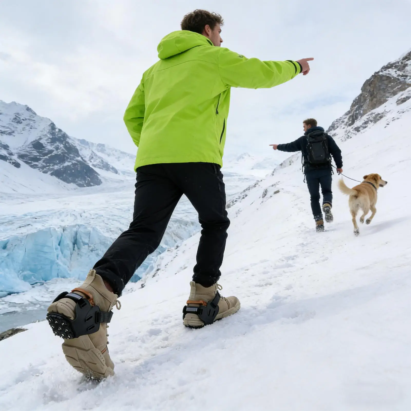 

Шипы для обуви для льда, противоскользящие кошки, захваты для снега, шипы для тяги льда с 9 шпильками для зимней прогулок, бега, пешего туризма, скалолазания