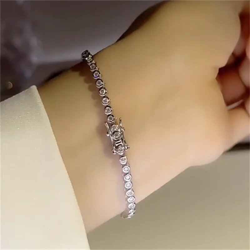 SL008 Lefei Fashion Luxury Classic Color D Moissanite Exquisite 0.03ct Bubble Bracelets For Women s925 Silver Party Jewelry Gift