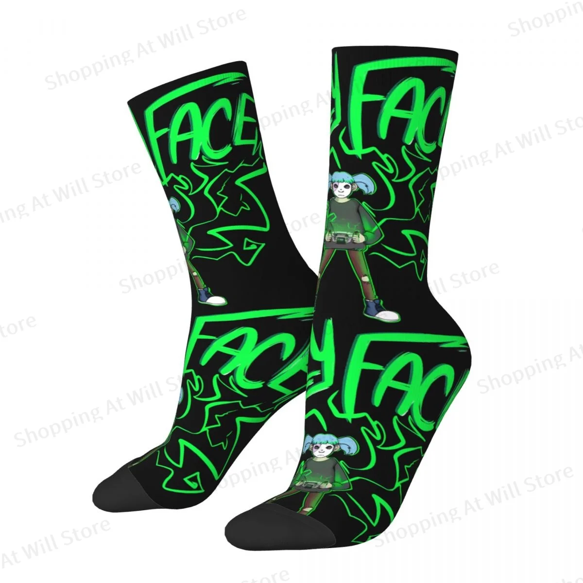 Sally Face Puzzle Game Gearboy Graphic Men Women Round neck Socks Cycling Novelty Spring Summer Autumn Winter Stockings Gift