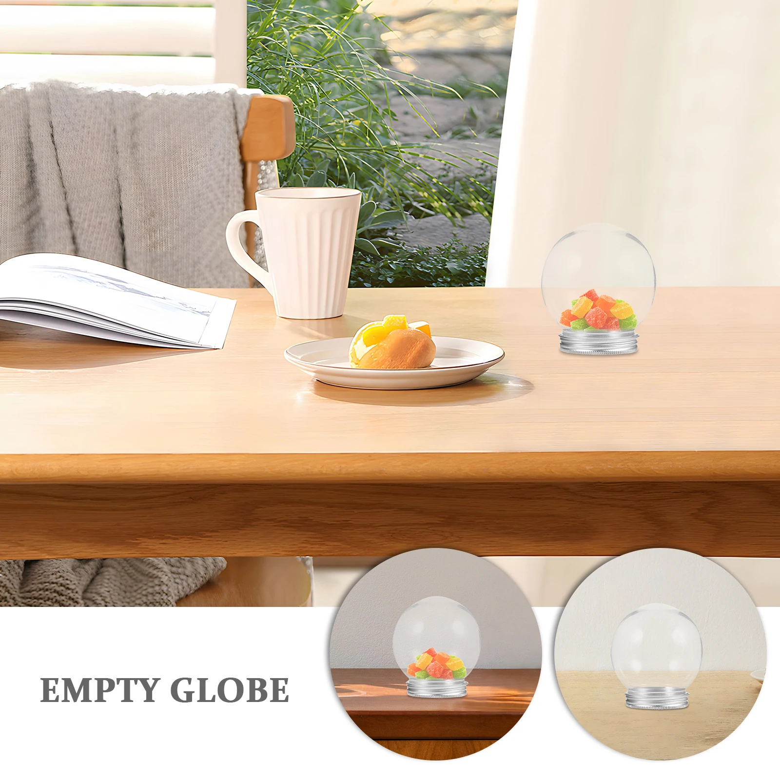 

6pcs Diy Water Globe Clear Plastic Snow Globes For Christmas Crafts Making Empty Ball Shape Craft Kit Decorative Party Supplies