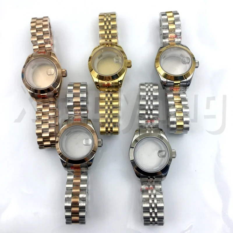 nh05-28mm-watch-case-for-ladies-women-sapphire-glass-polished-bezel-president-jubilee-braceletfit-nh05-nh06-movement-waterproof