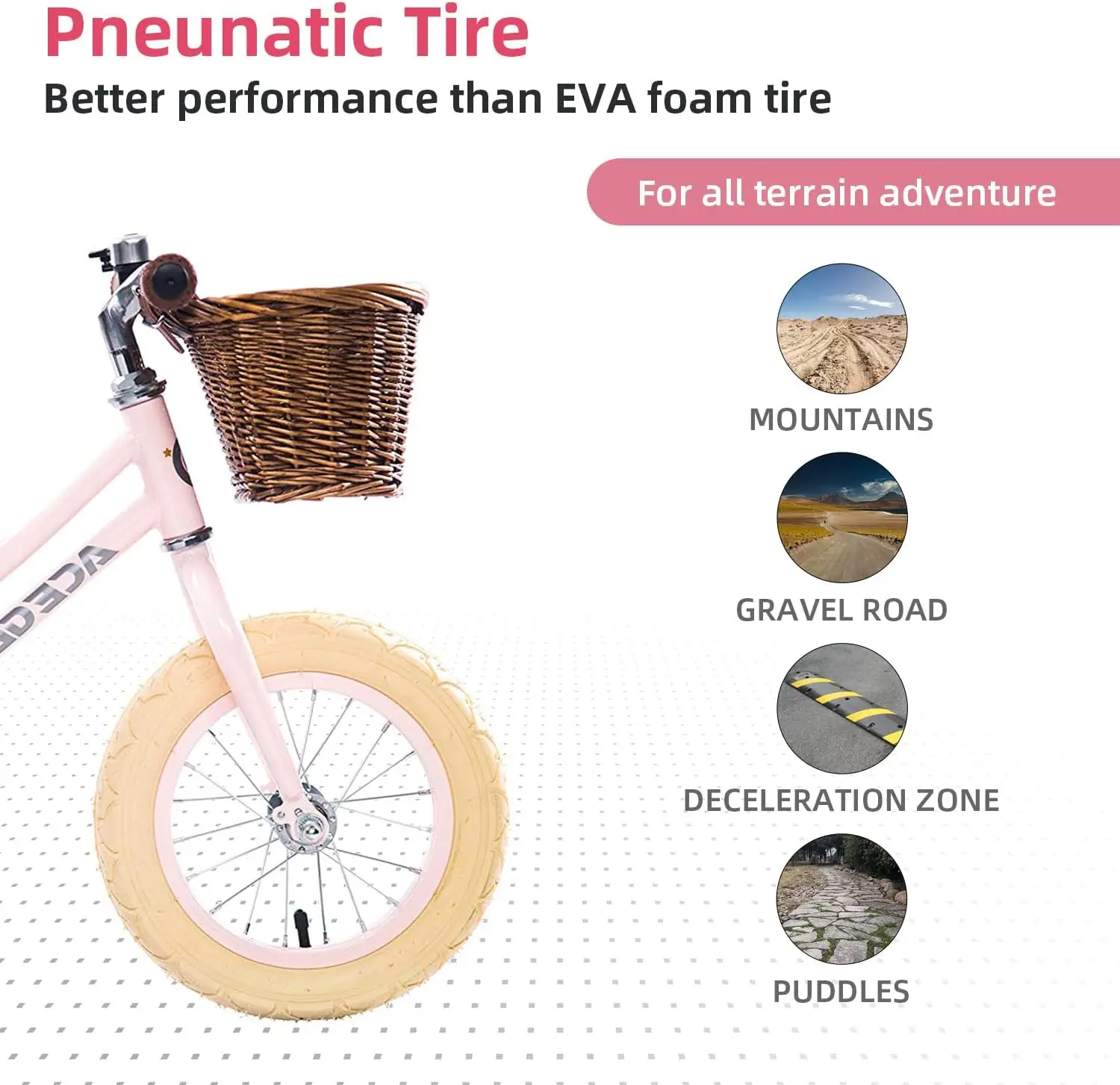 12" Kids Balance Bike with Basket, No Pedal Toddler Bicycle for Early Learning Leg Strength and Steady Balancing, Durable Frame&