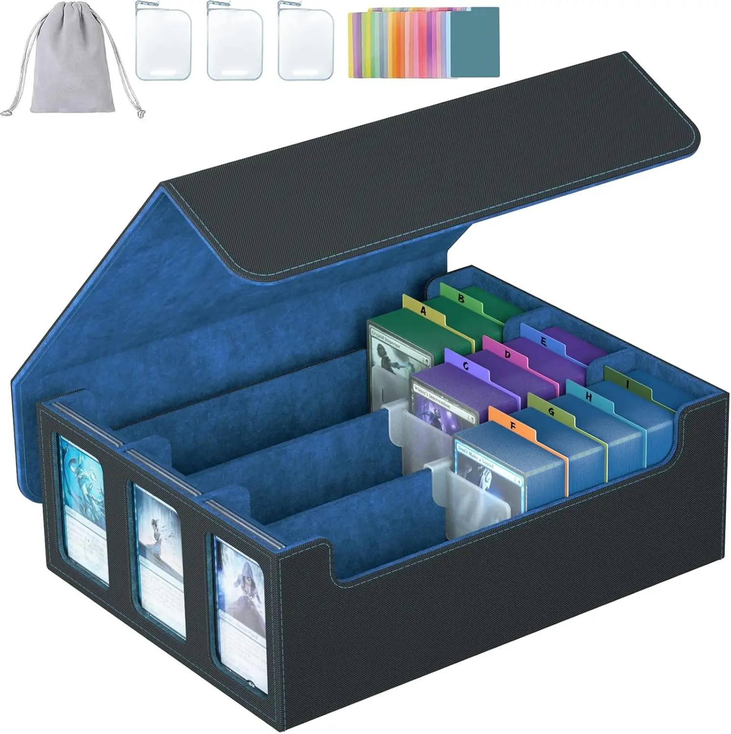 

Коробка для хранения коллекционных карт на 3 ряда, вмещает более 2400 карт, с разделителями и подставками, органайзер для Magic Game