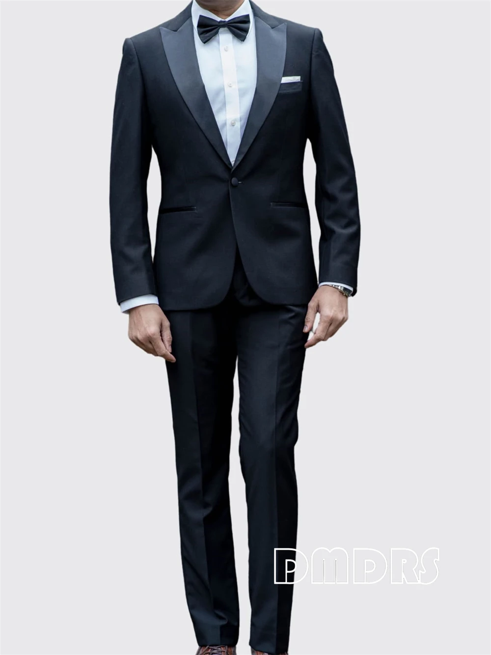 Plus Size Blasic Black Suit Set for Men, 2 Pieces Fomal Suit Sets Slim Fitting Tuxedo Jacket Pants One Button Blazer Trousers