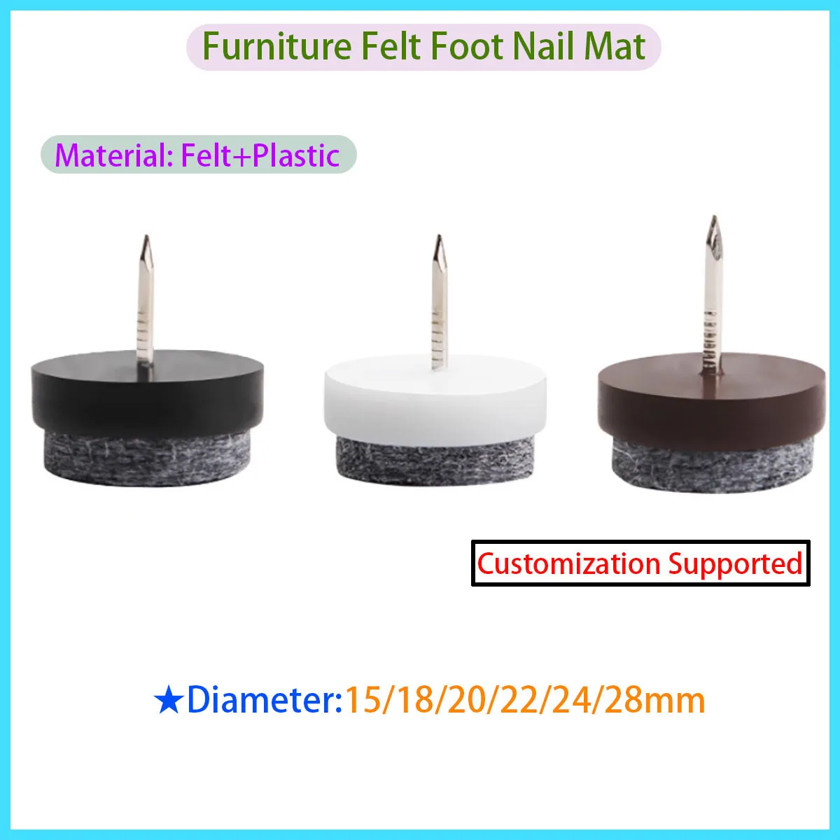 

Felt Foot Pad Anti Slip Protector for Furniture Chairs and Table Legs 15mm/18mm/20mm/22mm/24mm/28mm