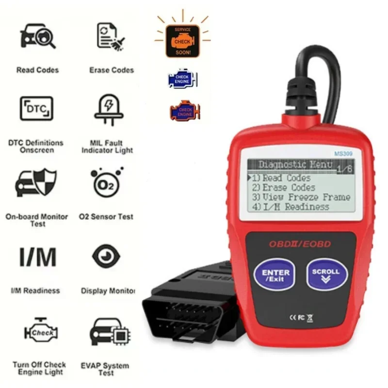 Car Fault Diagnosis Instrument OBD2 Clear Fault Codes Diagnostic Scanning Tools MS309 CAN BUS Engine Trouble Code Reader