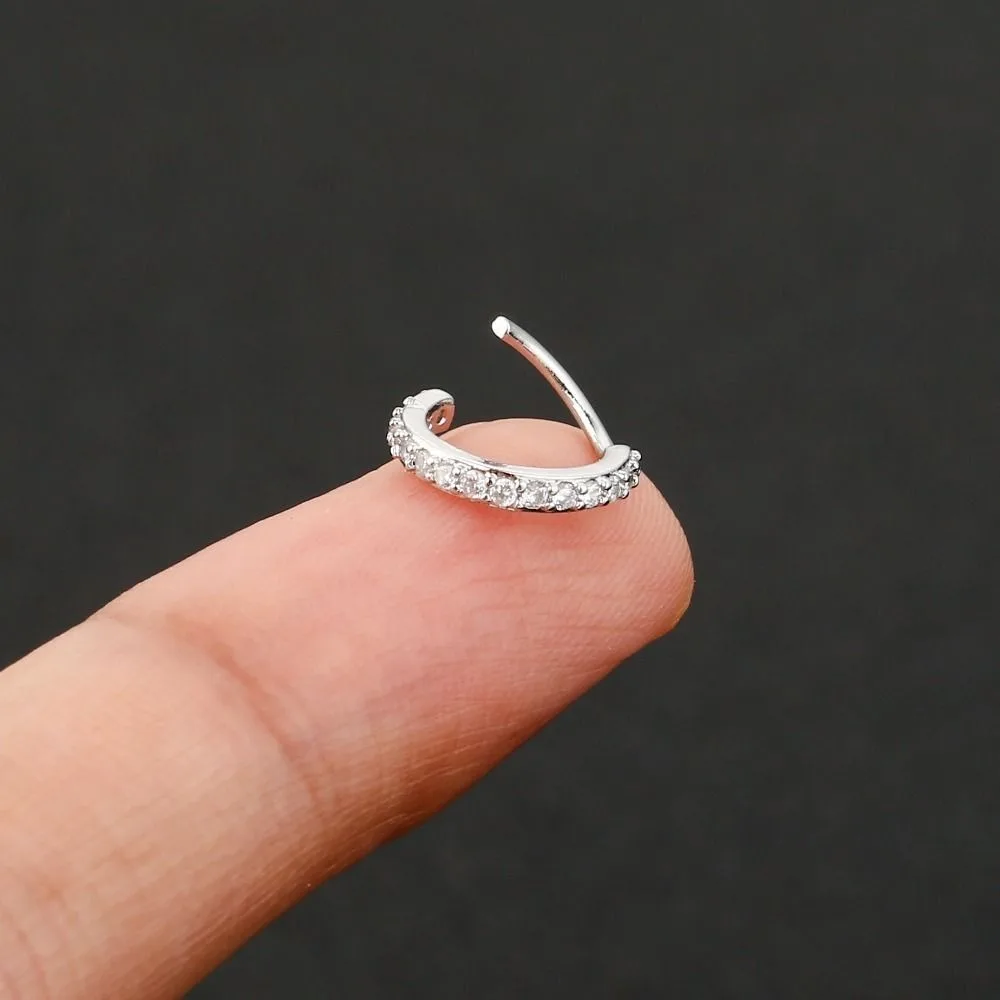 Punk Round Cubic Zircon Nose Ring Europe and America Nose Septum Cartilage Helix Piercing Earring Hypoallergenic Copper