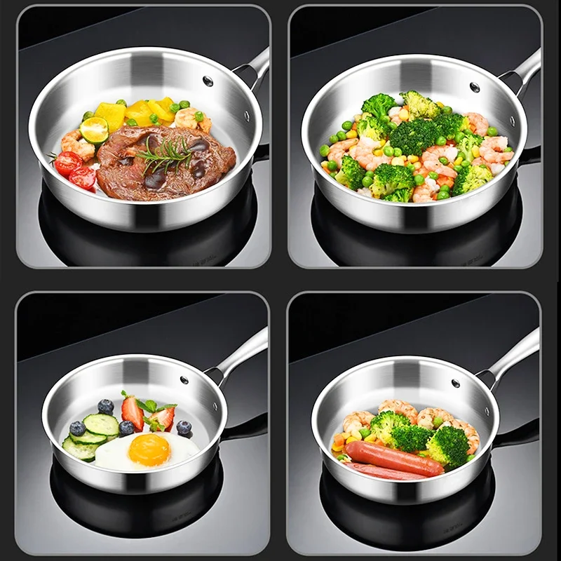 316 Stainless Steel Fry Pan Mini Stir-fry Pans For 1-2 Person 16/18cm Small Cooking Pot General Use For Gas And Induction Cooker view 6