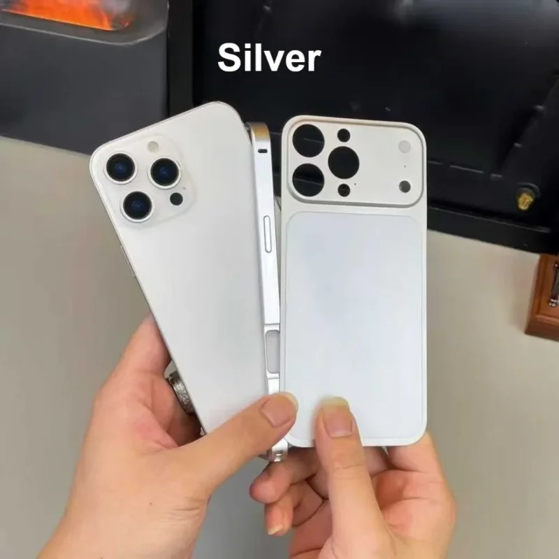 حافظة إطار من خليط معدني اللون الأصلي لهاتف 16 15 13 14 Pro/Pro Max ترقية فورية 17Pro/Pro Max غطاء لوحة الكترونية معززة نافذة كبيرة مضاد للسقوط #6