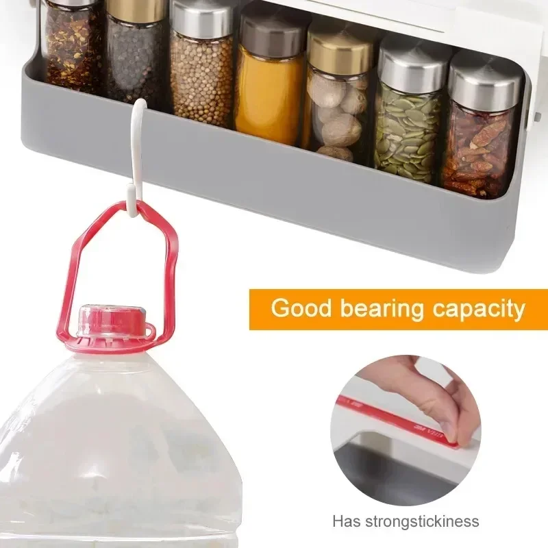 Kitchen Spice Rack Self-adhesive Wall-mounted Seasoning Box Storage Rack Spice Organizer Kitchen Storage Rack Household