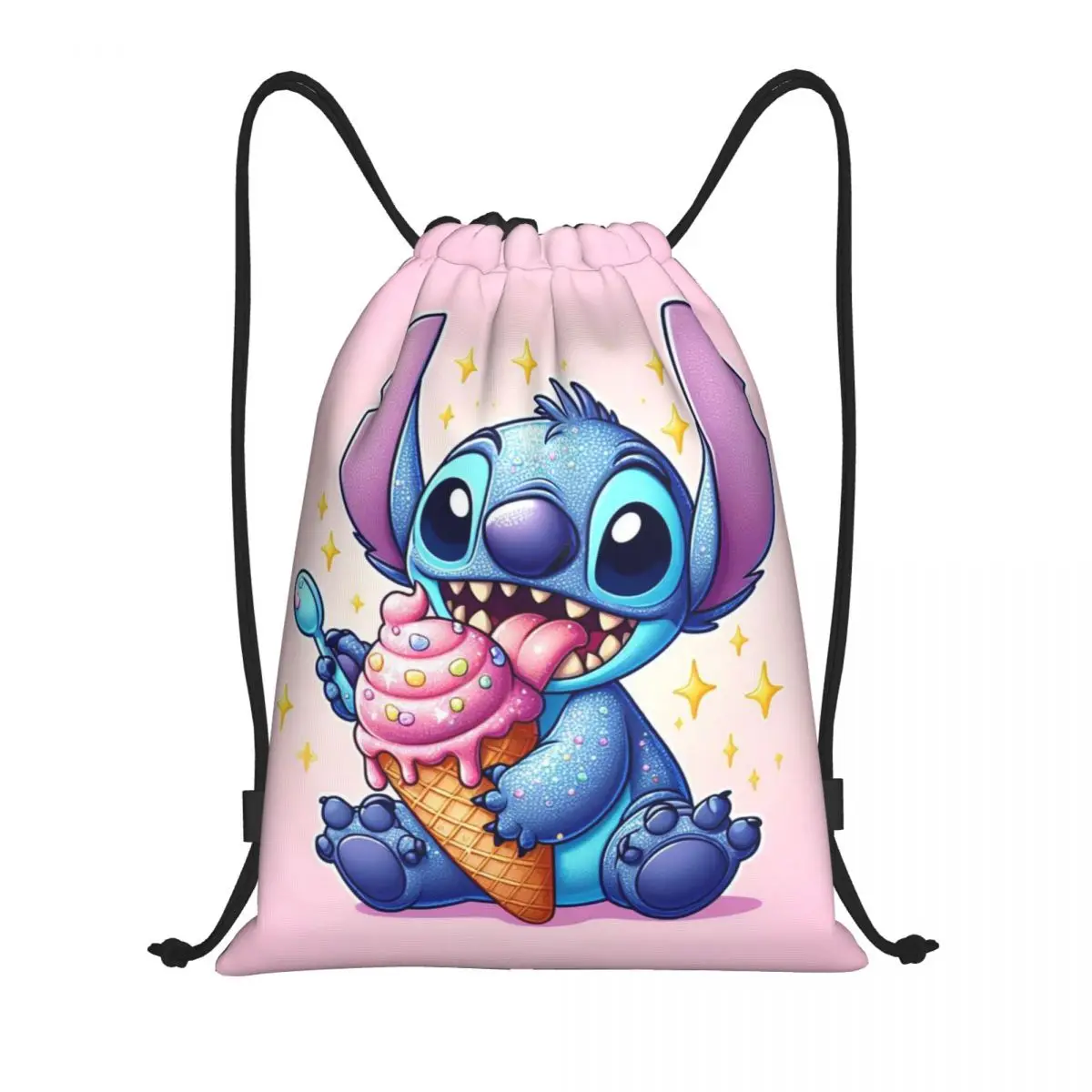 Aangepaste Lilo en Stitch trekkoord rugzak dames heren sport gym Sackpack opvouwbare cartoon schattige trainingstas zak