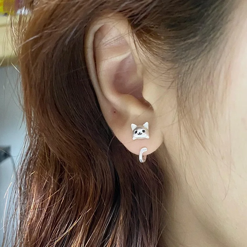 

Cute Animal Cat Ear Hook Stud Piercing Earrings For Women Girl Korean Fashion New Lovely Party Birthday Casual Jewelry Gift
