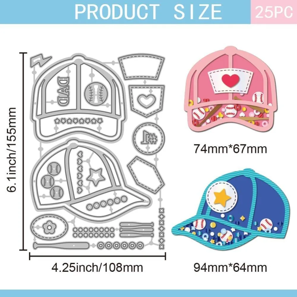 Baseball Cap Cutting Dies Metal Hat Shake Die Cuts Sports Cap Background Cutting Embossing Templates for Scrapbooking Crafts