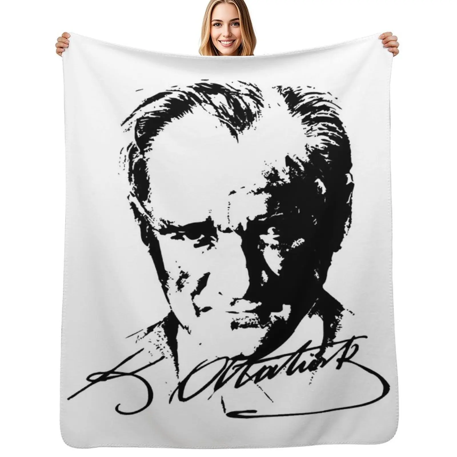 

Mustafa Kemal Atatürk V-Neck Throw Blanket heavy to sleep Plaid on the sofa sofa bed Blankets