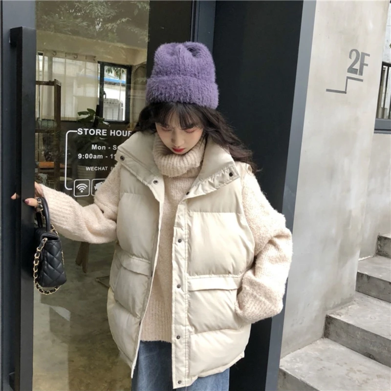 

Женский утолщенный пуховый хлопковый жилет, теплая короткая жилетка на осень-зиму, свободная посадка, повседневная верхняя одежда в корейском стиле для студентов