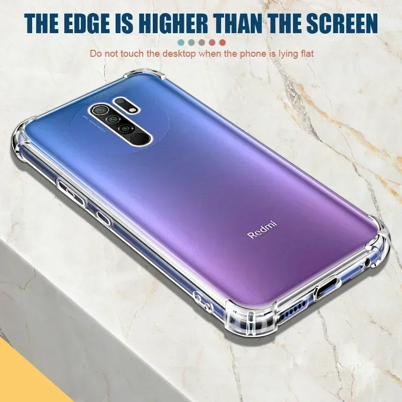 Shockproof Case For Xiaomi Redmi 8 8A 9A 9C NFC 9AT Soft Phone Shell For Redmi Note 8 9 Pro Max 8T 9T Clear Silicone Back Cover