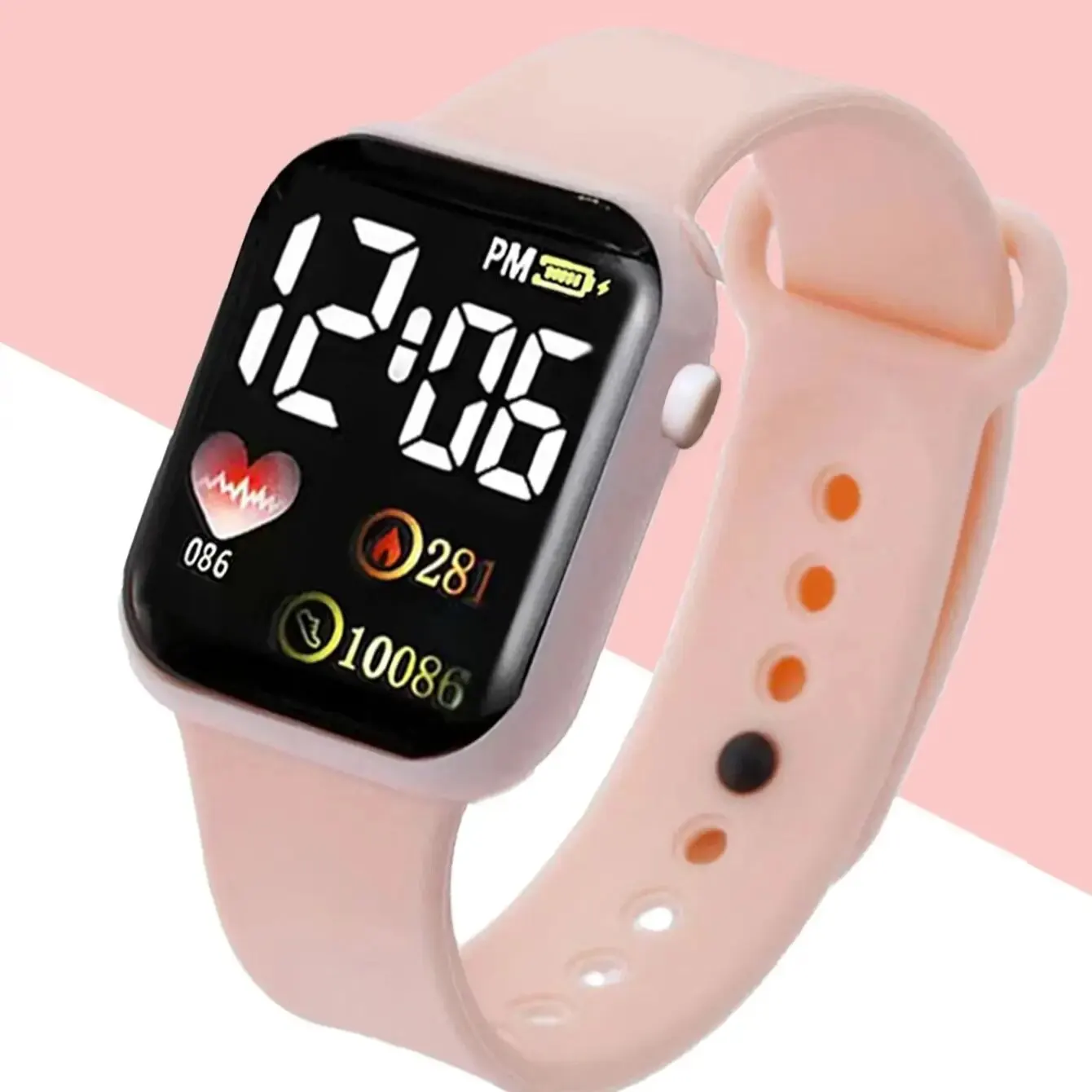 Montre électronique LED en silicone rose Love pour femme, ensemble de bracelets en cristal Nairobi Orn, cadeau exclusif pour la journée de l\'Alter,