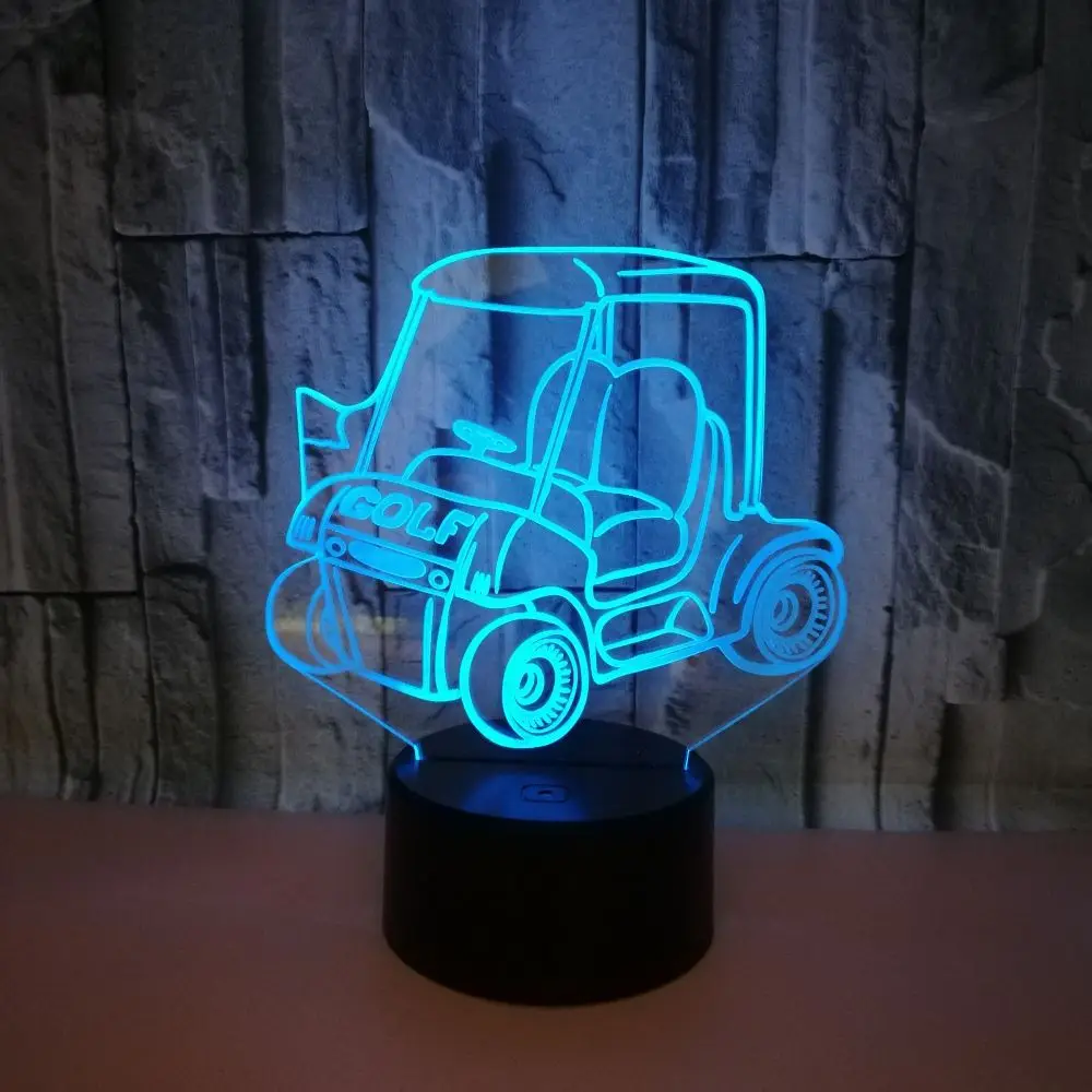 Colorful 3d Table Lamps For Living Room Golf Car 3d Nightlight Touch Remote Control Gift Christmas Decorative Desk Lamp