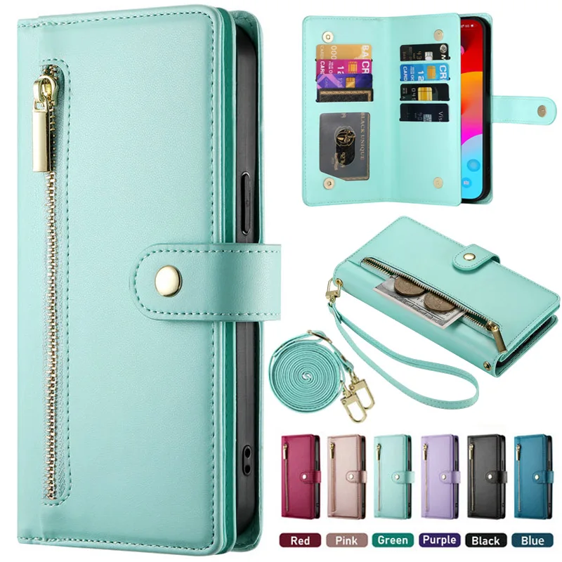 S25 Ultra 5G Luxury Case Zipper 9-Card Wallet Funda for Samsung Galaxy S25 Ultra Case Leather 360 Protect S24 FE S23 Plus S 25