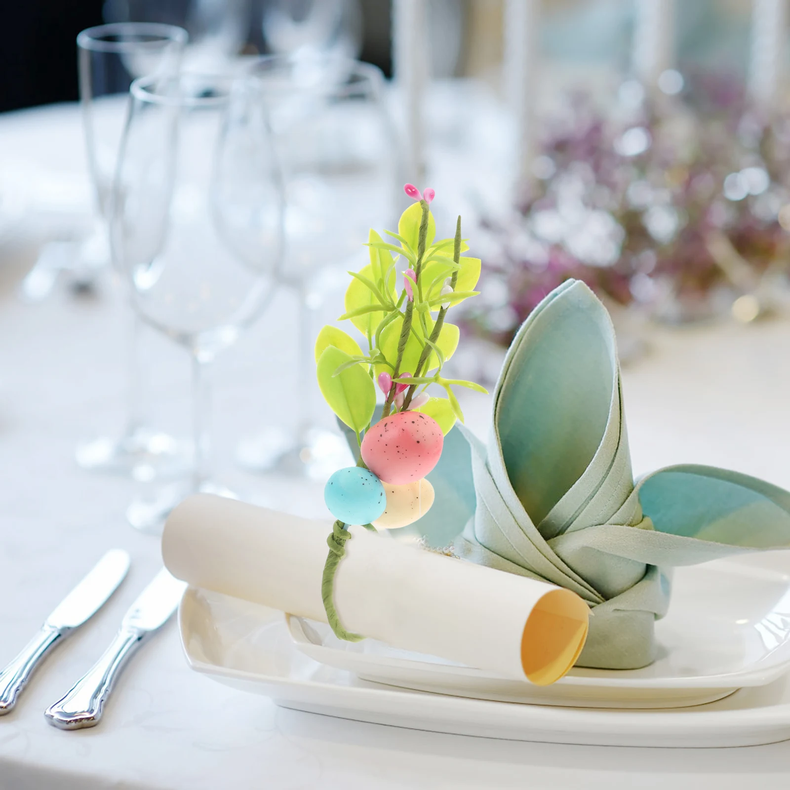 

6Pcs Easter Egg Napkin Rings Unique Creative Spring Dining Table Napkin Holders Holiday Party Decor Dining Ring