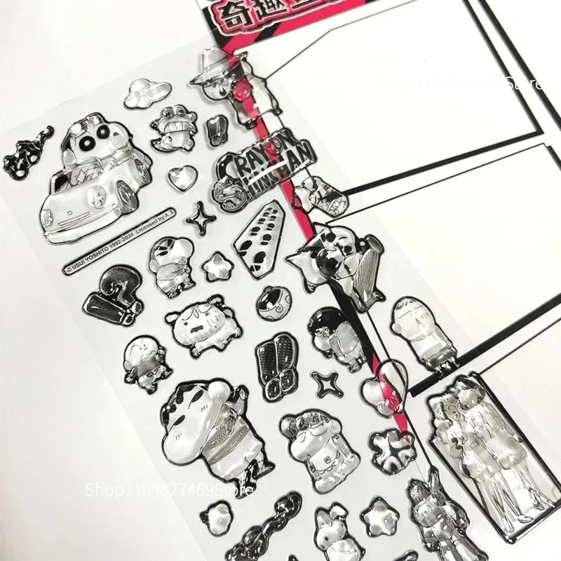 Crayon shin-chan alívio adesivos dos desenhos animados 3d adesivos estereoscópicos moda personalidade delicada decoração do escudo do telefone móvel