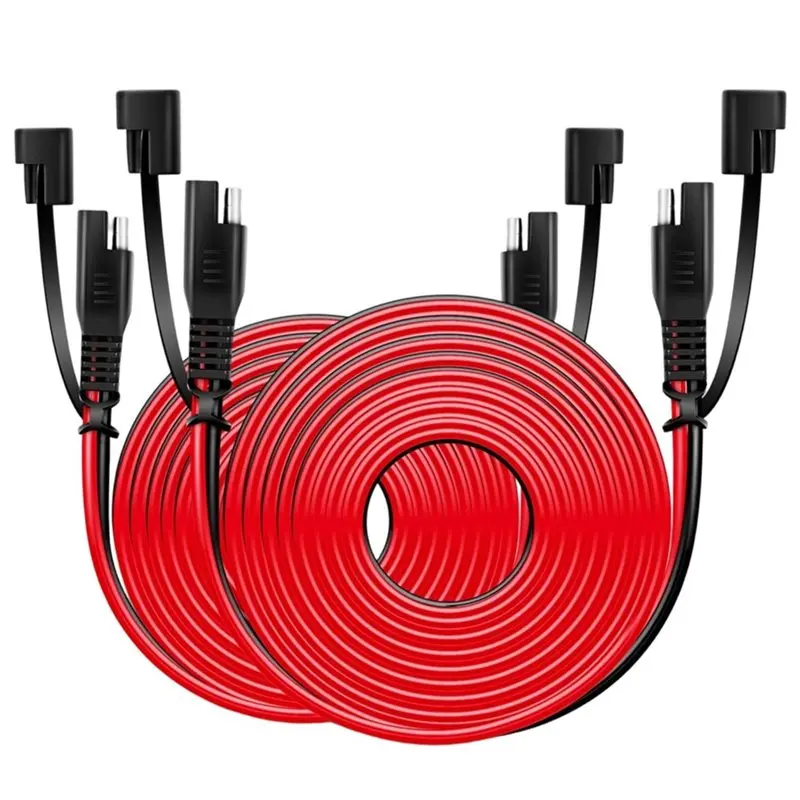 NEW HOT In Stock-SAE 16AWG 12V-24V For Motorcycle Solar Panel 12FT Extension Cable(2PCS) 2Pin Charging Adapter Quick Connect/Dis