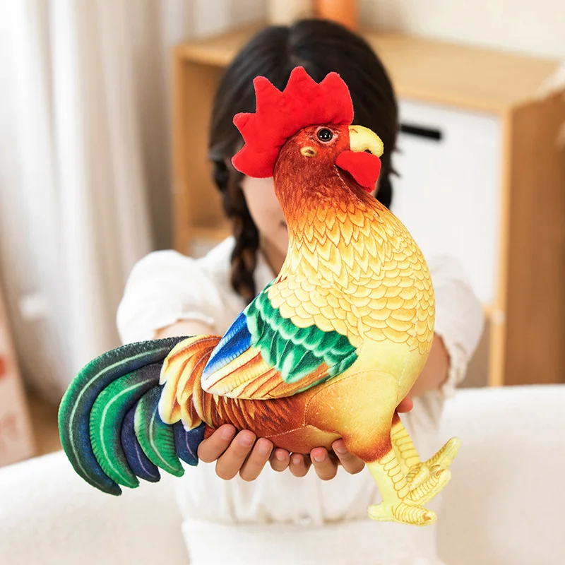 Hot 1pc 34/44cm Simulazione Gallo Peluche Bambola Cuscino Rosso In Piedi Realistico Pollo Giocattolo Decorazione Della Casa Regalo Per Ragazzi E Ragazze
