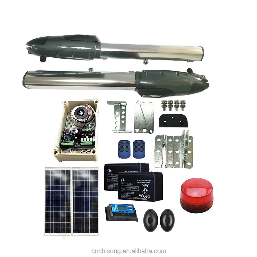 Heavy Duty Automatic Swing Gate Opener Durable Electric Gate Operators With Solar Panels, Batteries Full Kit