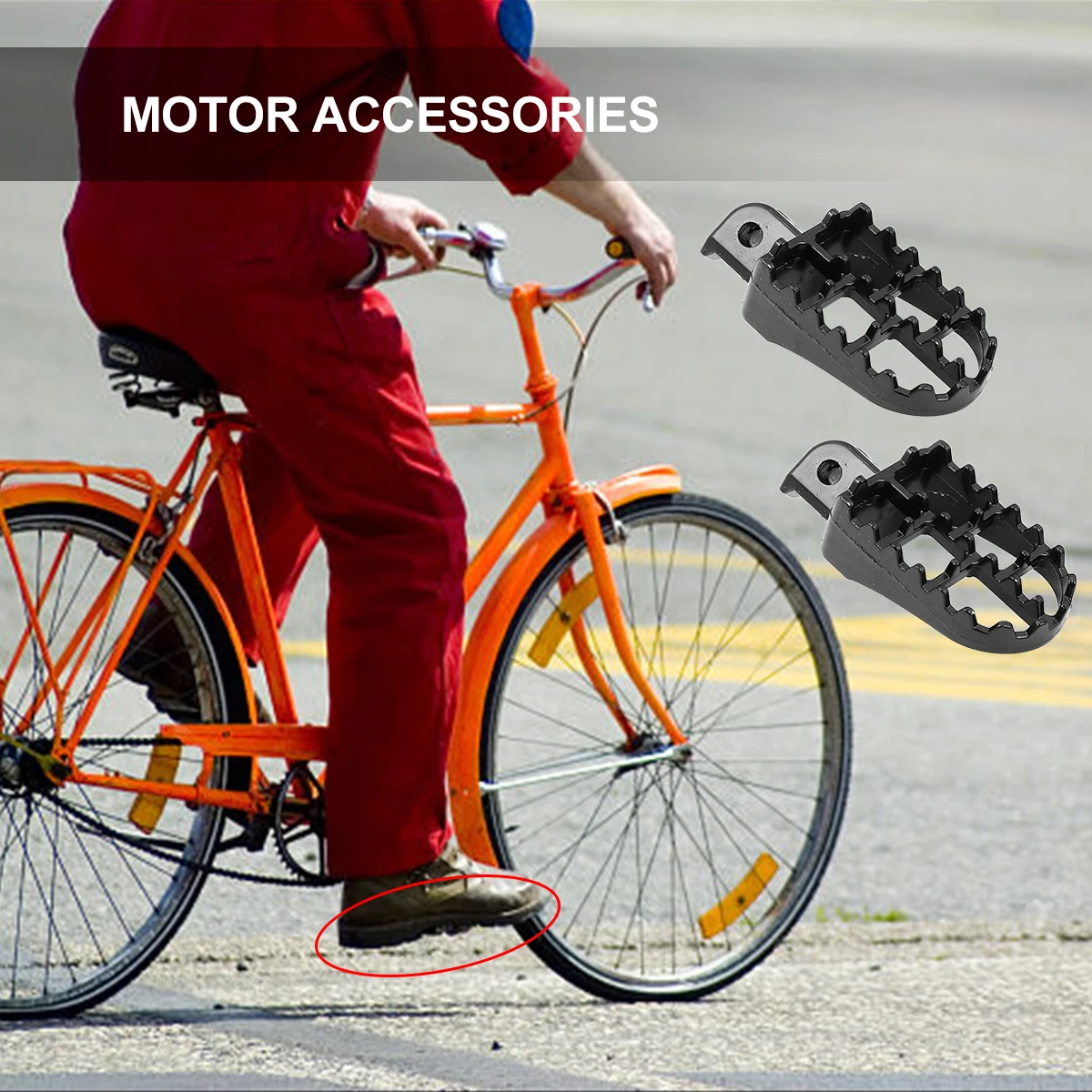 

2pcs Motorcycle Footrest Pedals Dirt Bike Foot Pegs Off Road Accessories Black Durable Replacement Pegs Easy Install For Dirt