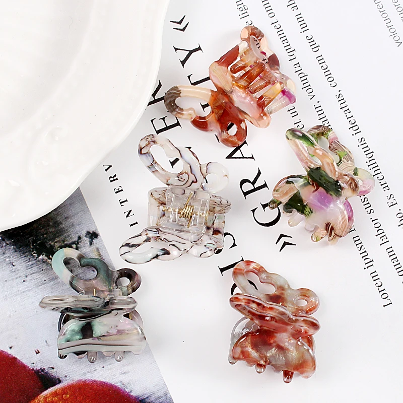 2pcs Korean Acetate Crab Claws Butterfly Cute Mini Sweet Girl Children Barrettes Hairpin Fashion Hair Clips for Kids